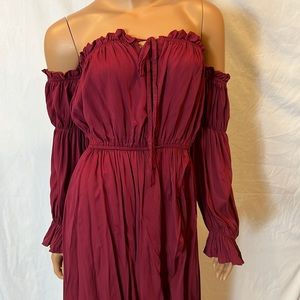 Burgundy off the shoulder dress